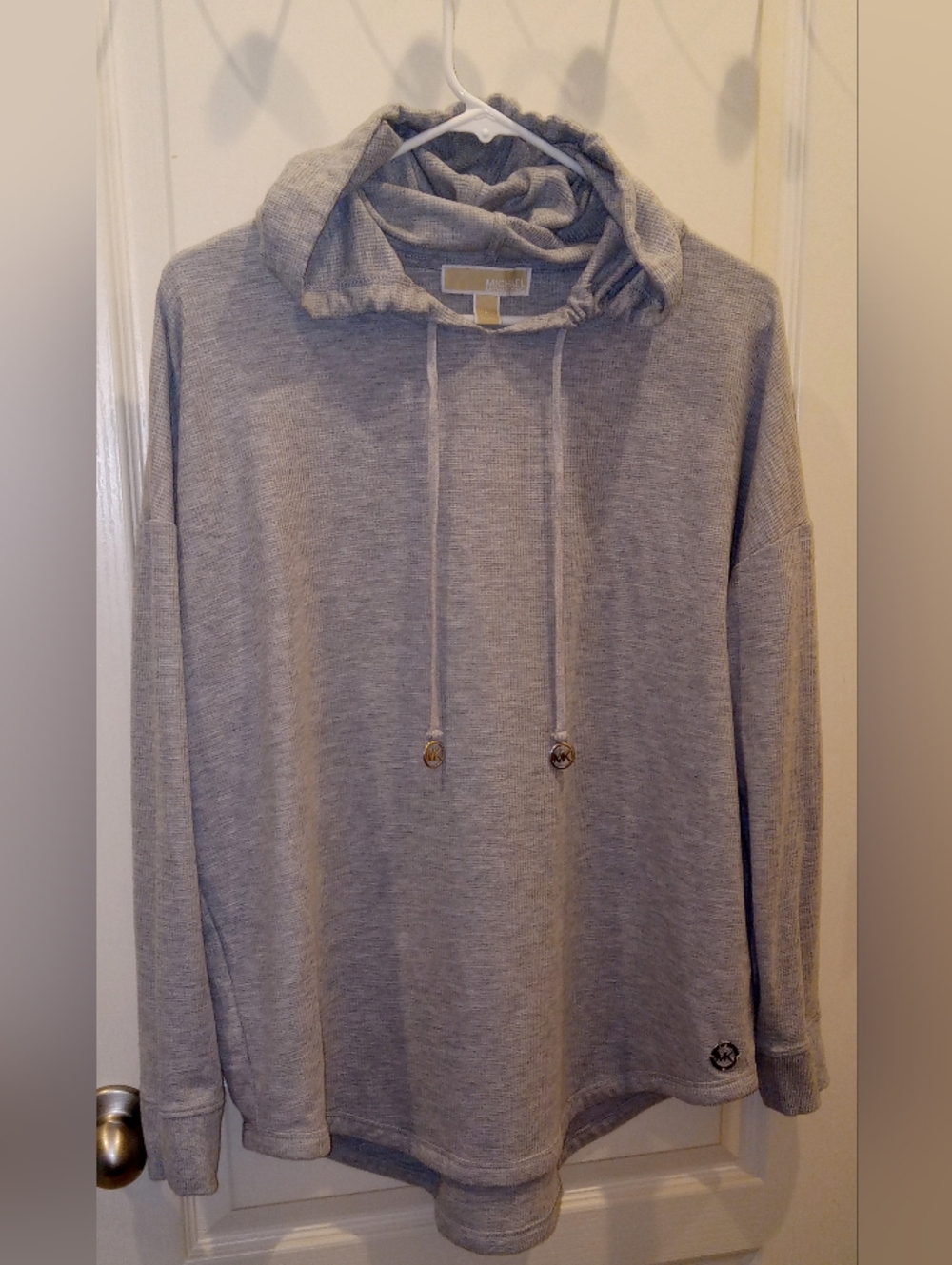 Michael Kors Heather Gray Hooded Knit Pullover